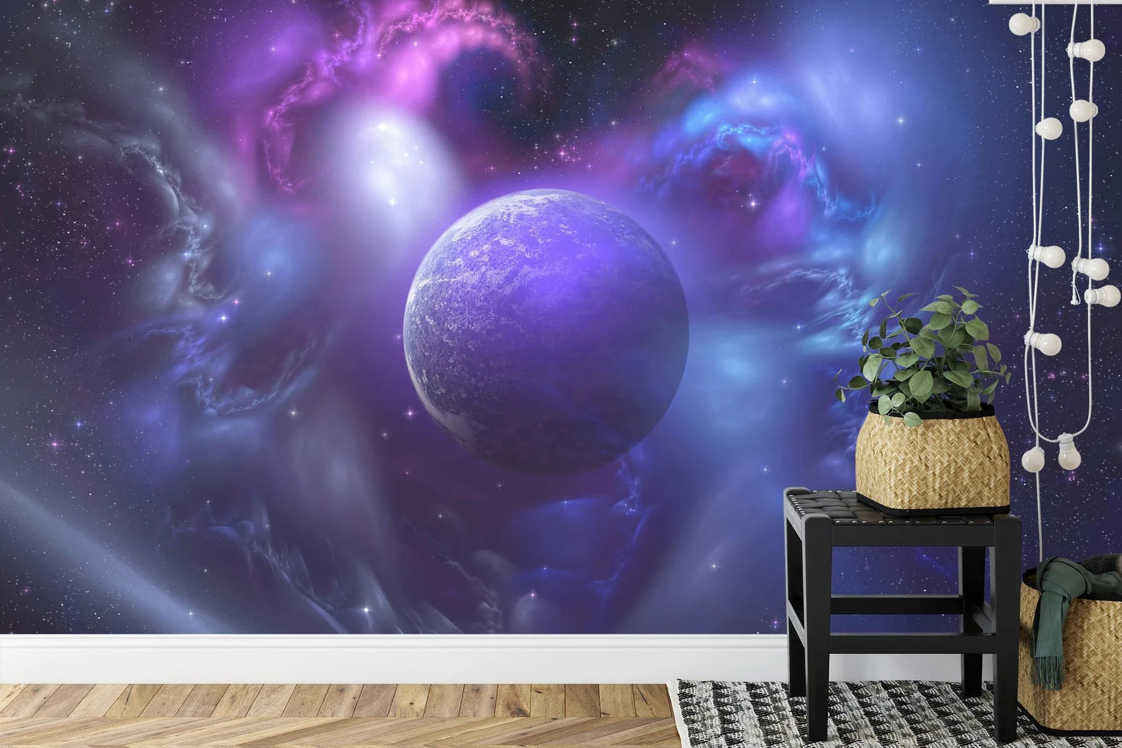 Blue Planet Galaxy Wall Mural Art Print
