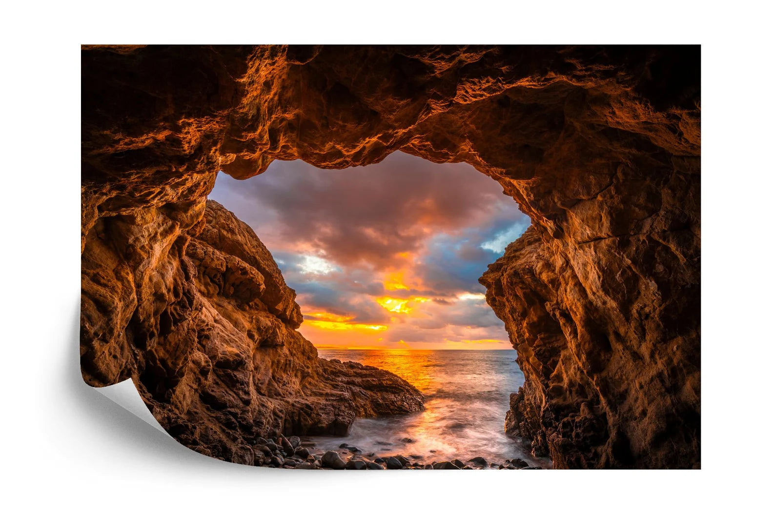 Coastal Crag Arch Wallpaper Mural, Malibu Majesty, Golden Hues