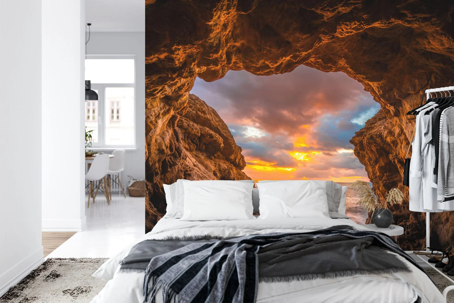Coastal Crag Arch Wallpaper Mural, Malibu Majesty, Golden Hues