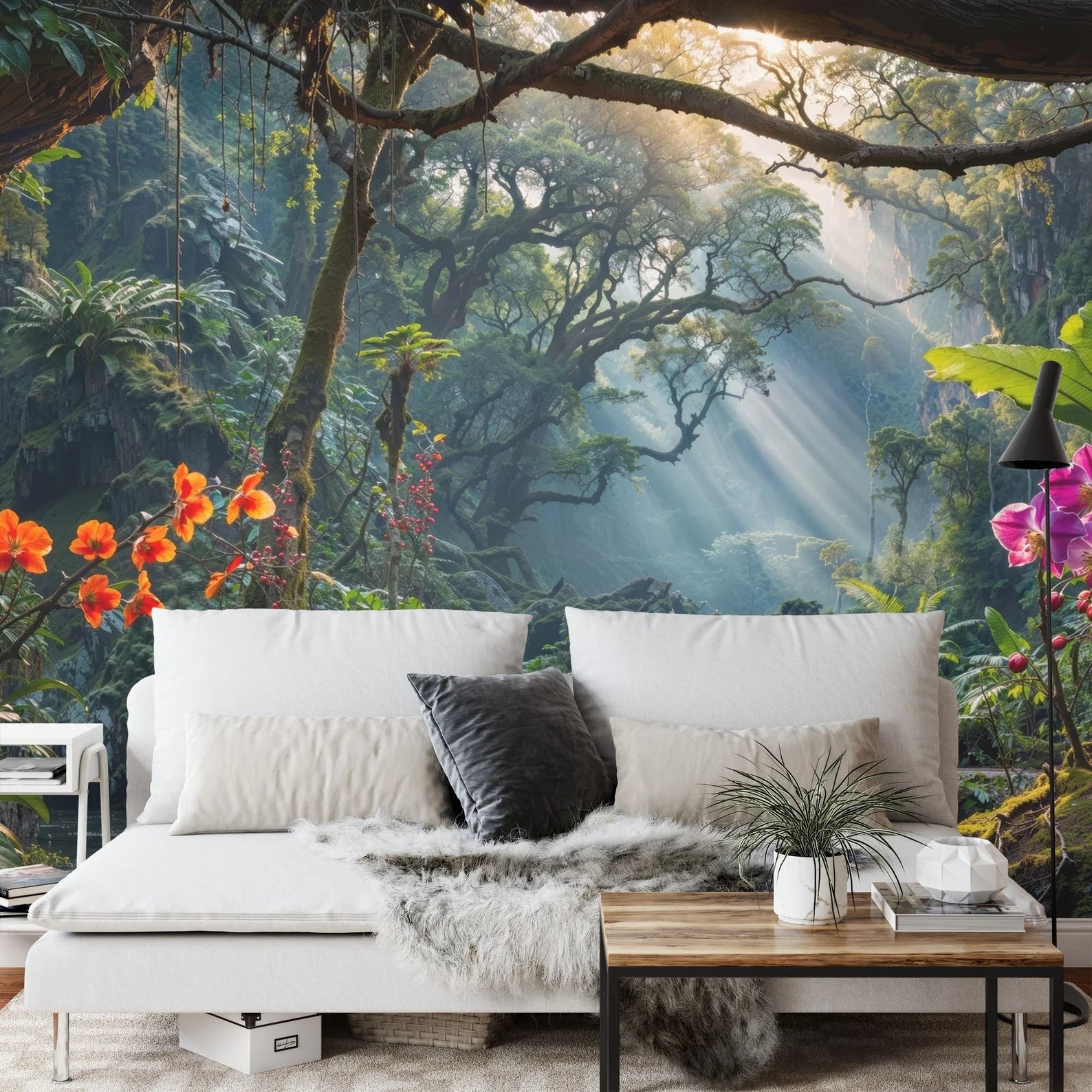 Tropical Rainforest Wallpaper Mural, Exotic Jungle Gift