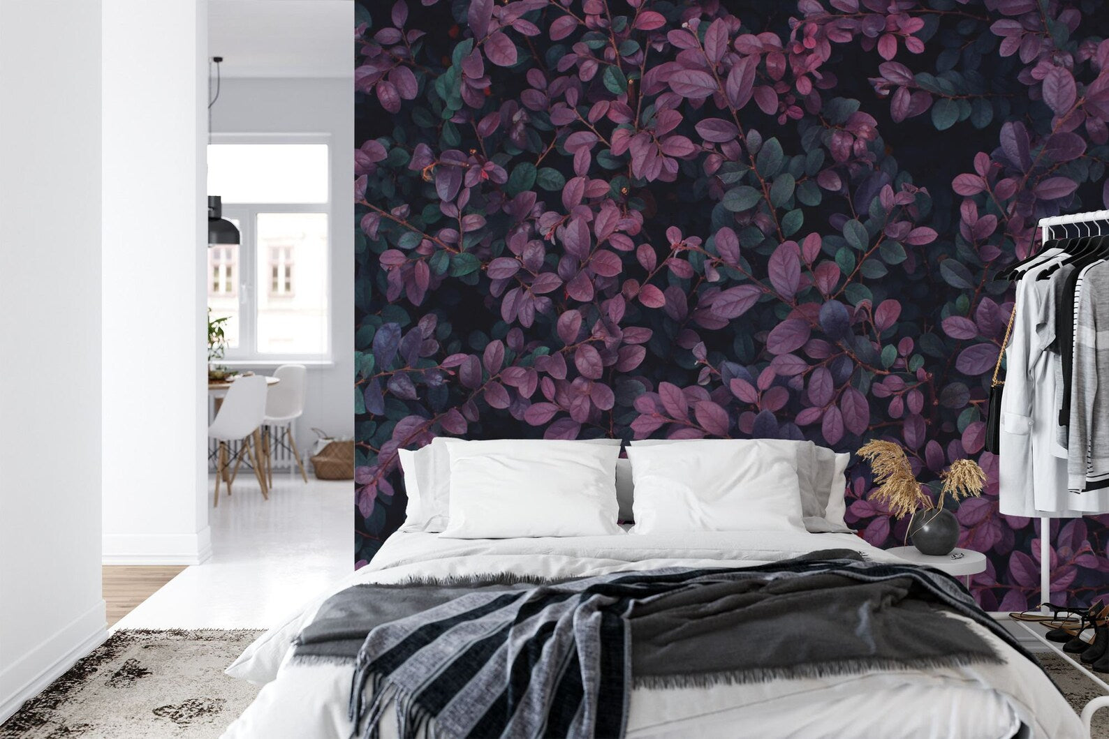 Dark Purple Leaf Wallpaper Mural Art Print