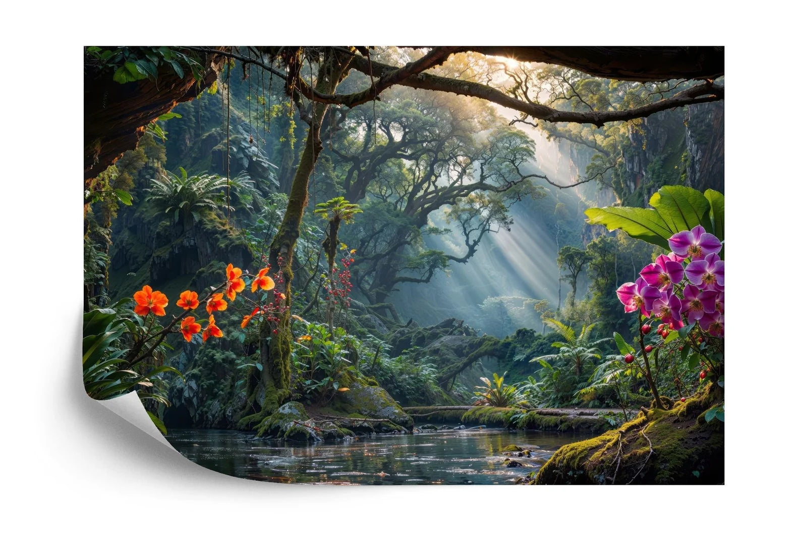 Tropical Rainforest Wallpaper Mural, Exotic Jungle Gift