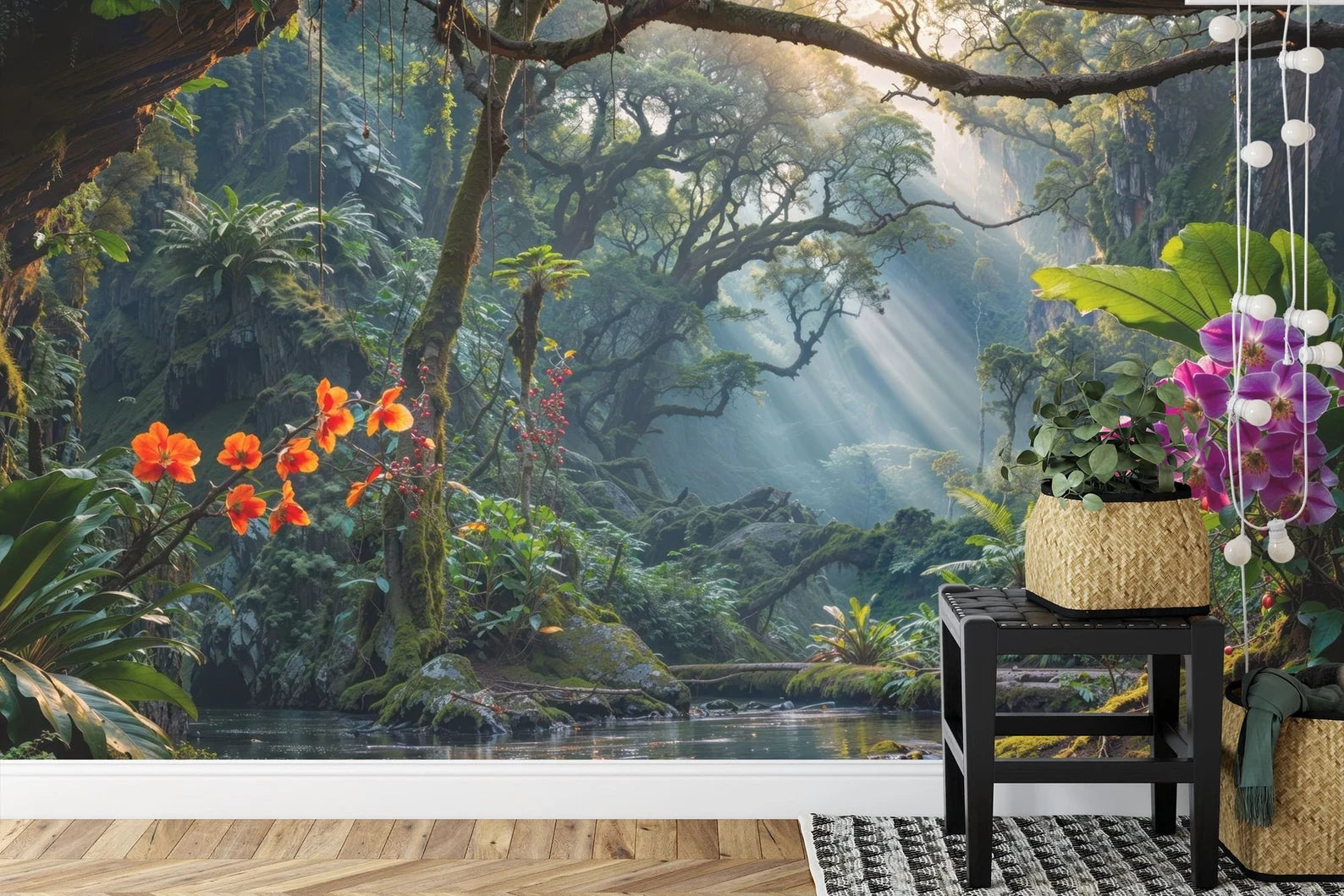 Tropical Rainforest Wallpaper Mural, Exotic Jungle Gift