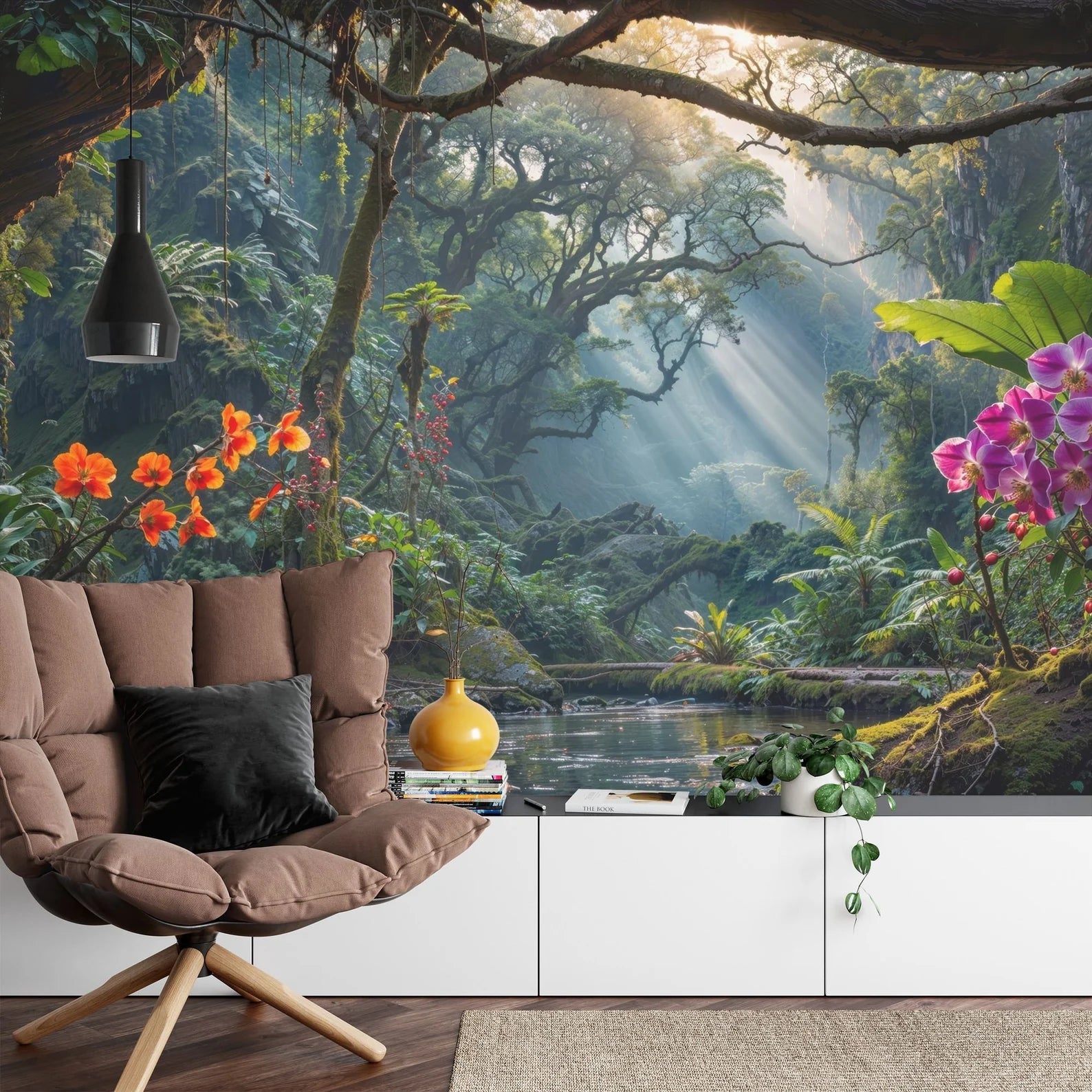 Tropical Rainforest Wallpaper Mural, Exotic Jungle Gift