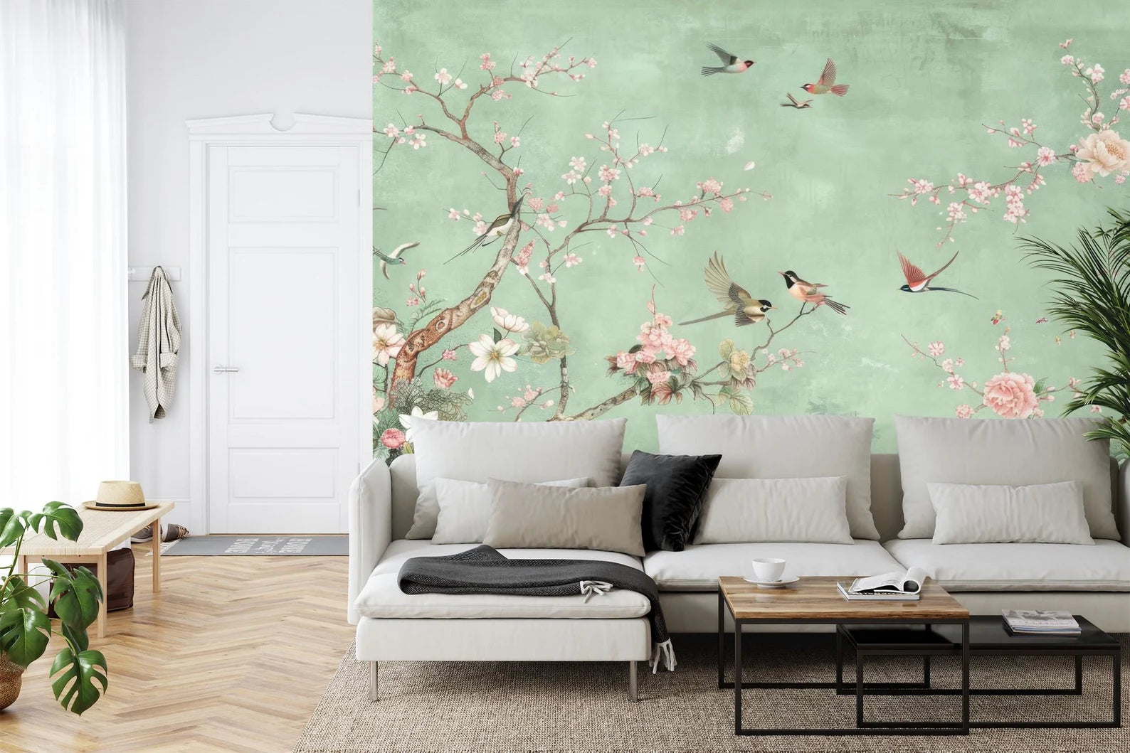 Chinoiserie Birds and Flowers Wallpaper Mural