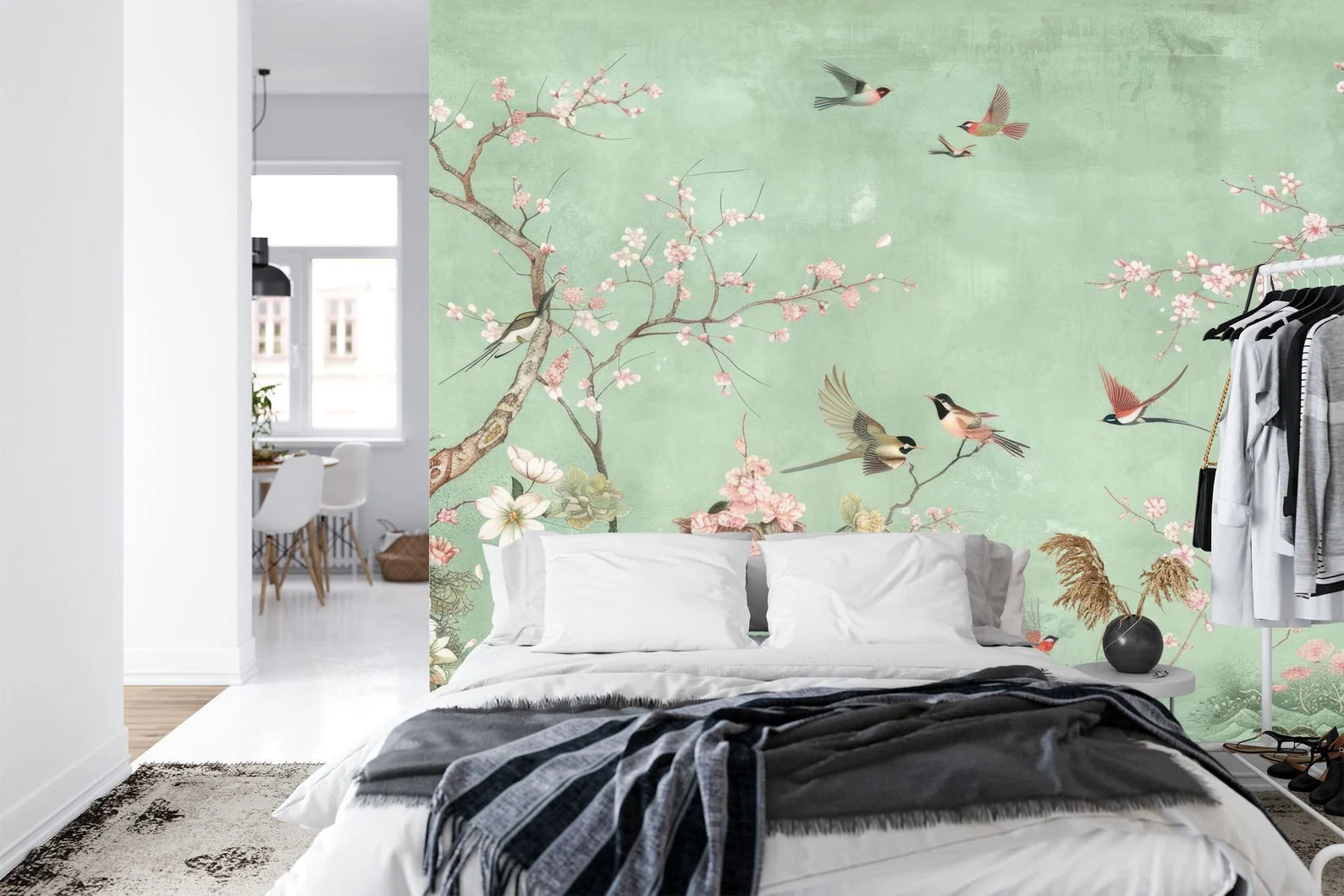 Chinoiserie Birds and Flowers Wallpaper Mural