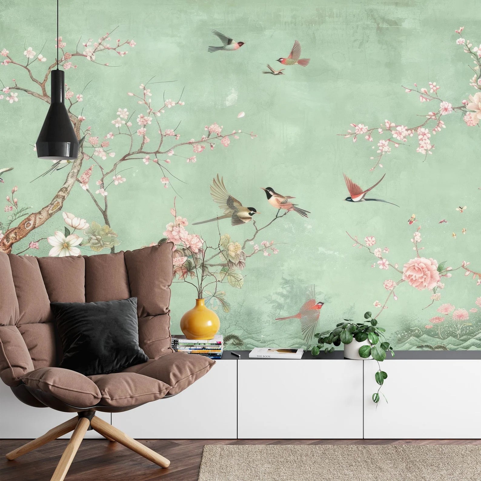 Chinoiserie Birds and Flowers Wallpaper Mural
