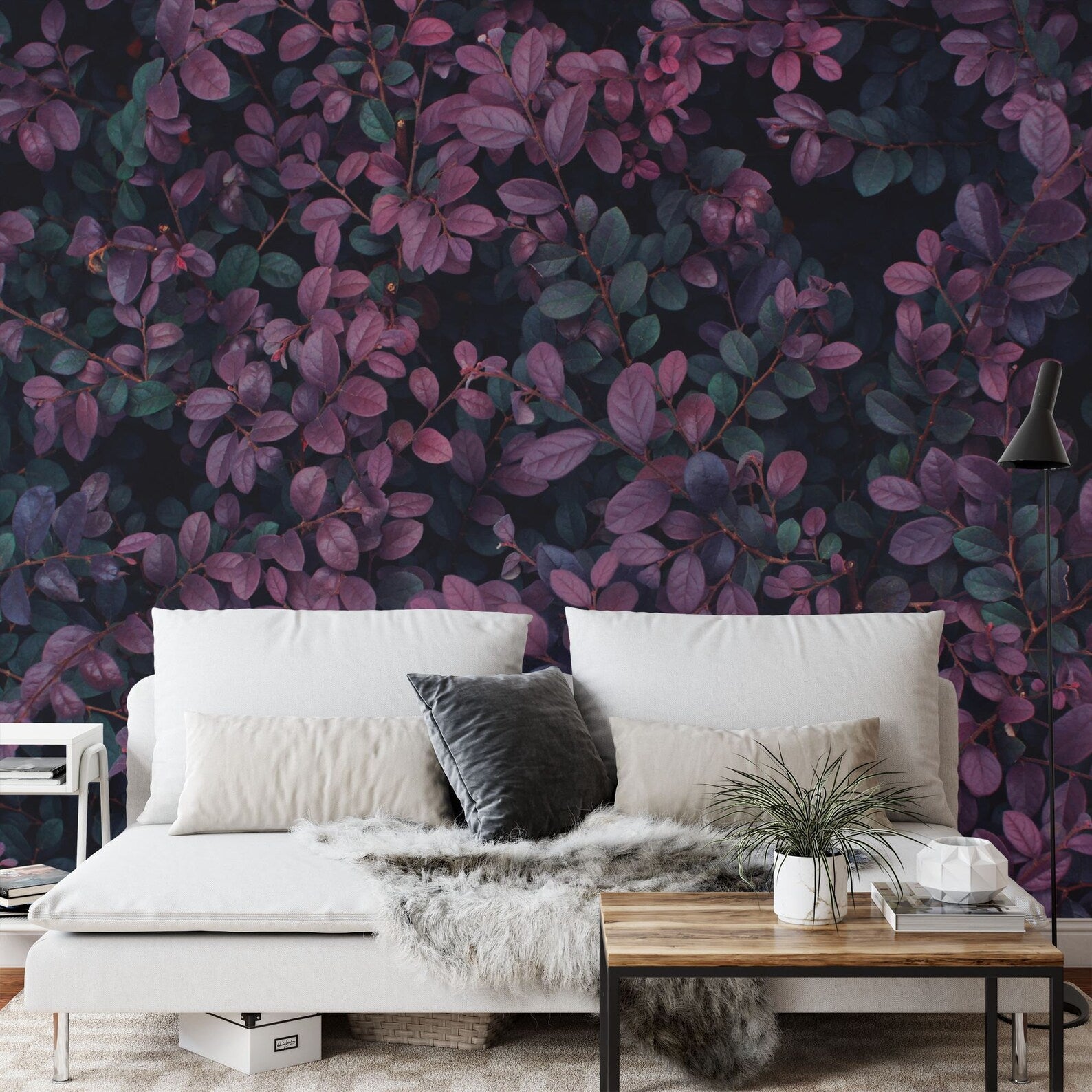 Dark Purple Leaf Wallpaper Mural Art Print
