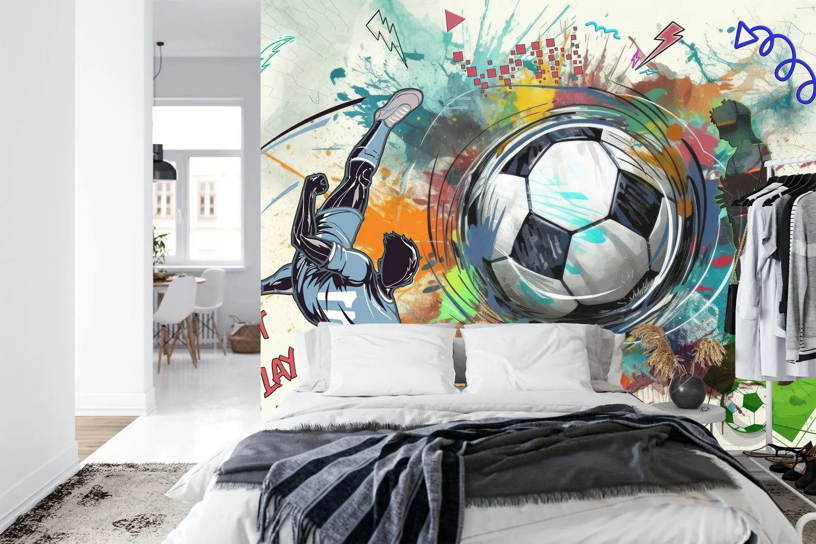 Soccer Football Illustration, Boys Room Decor