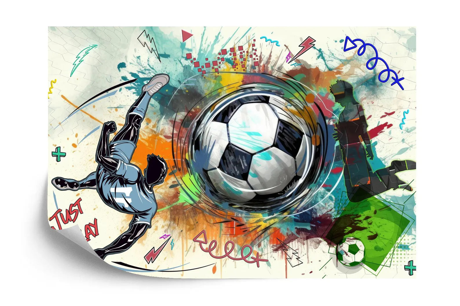 Soccer Football Illustration, Boys Room Decor