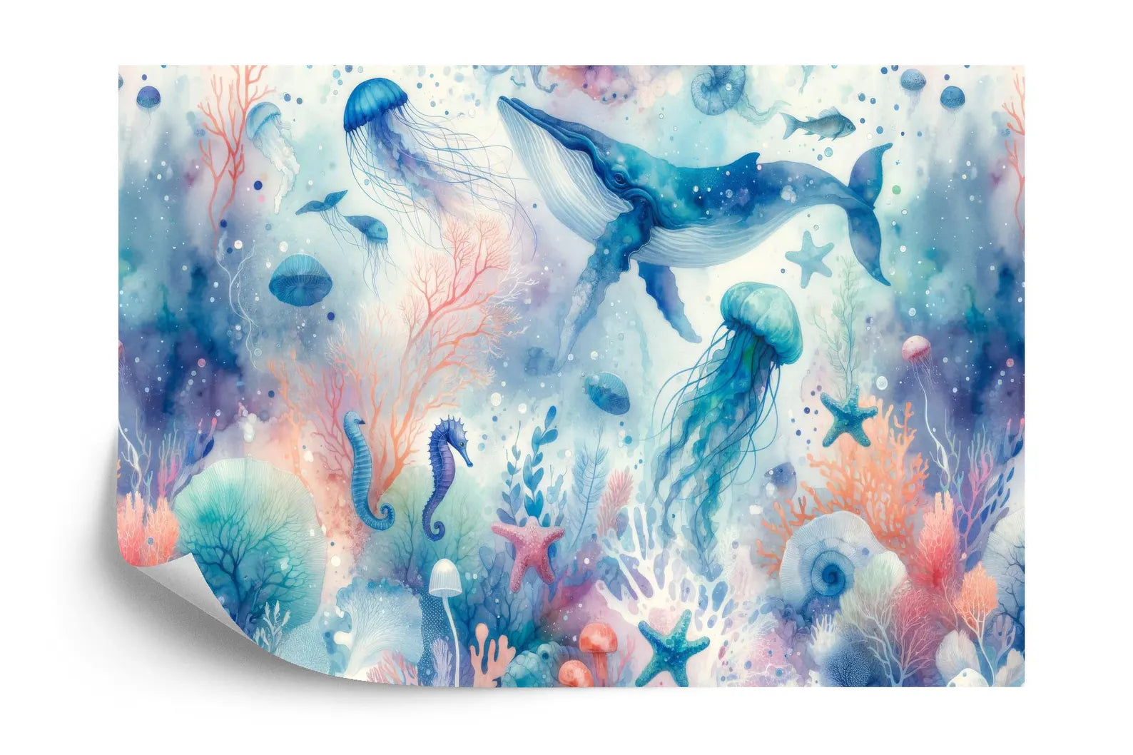 Underwater Whale Nursery Wallpaper | Ocean Moon Stars