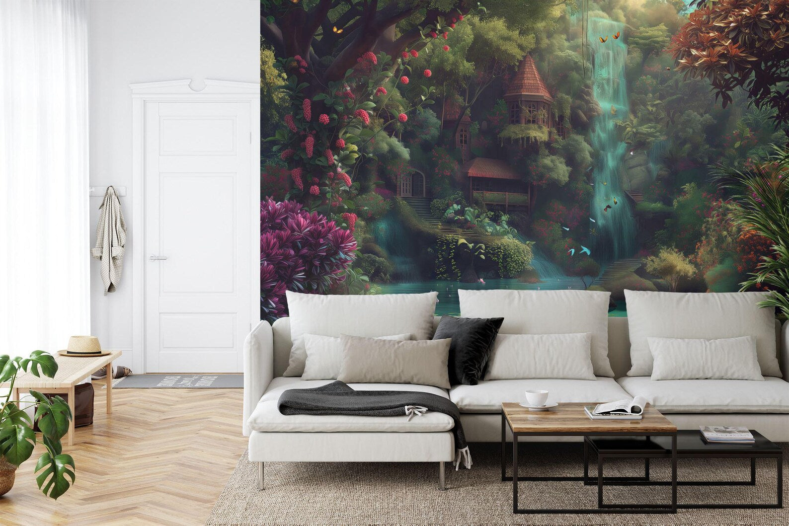 Enchanted Forest Wallpaper Mural, Fantasy Art Print