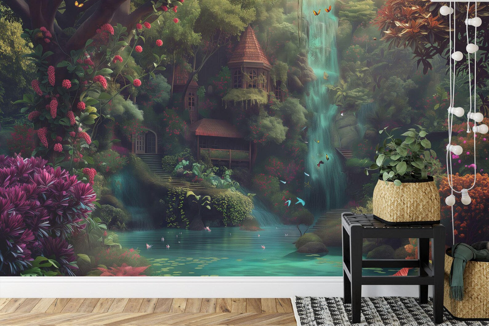 Enchanted Forest Wallpaper Mural, Fantasy Art Print