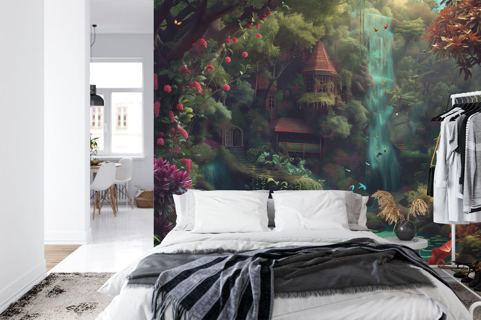 Enchanted Forest Wallpaper Mural, Fantasy Art Print