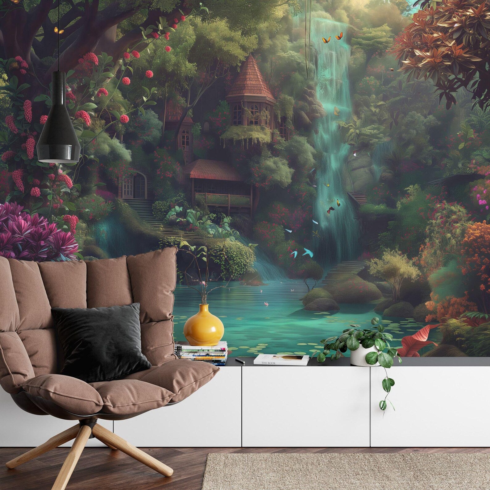 Enchanted Forest Wallpaper Mural, Fantasy Art Print