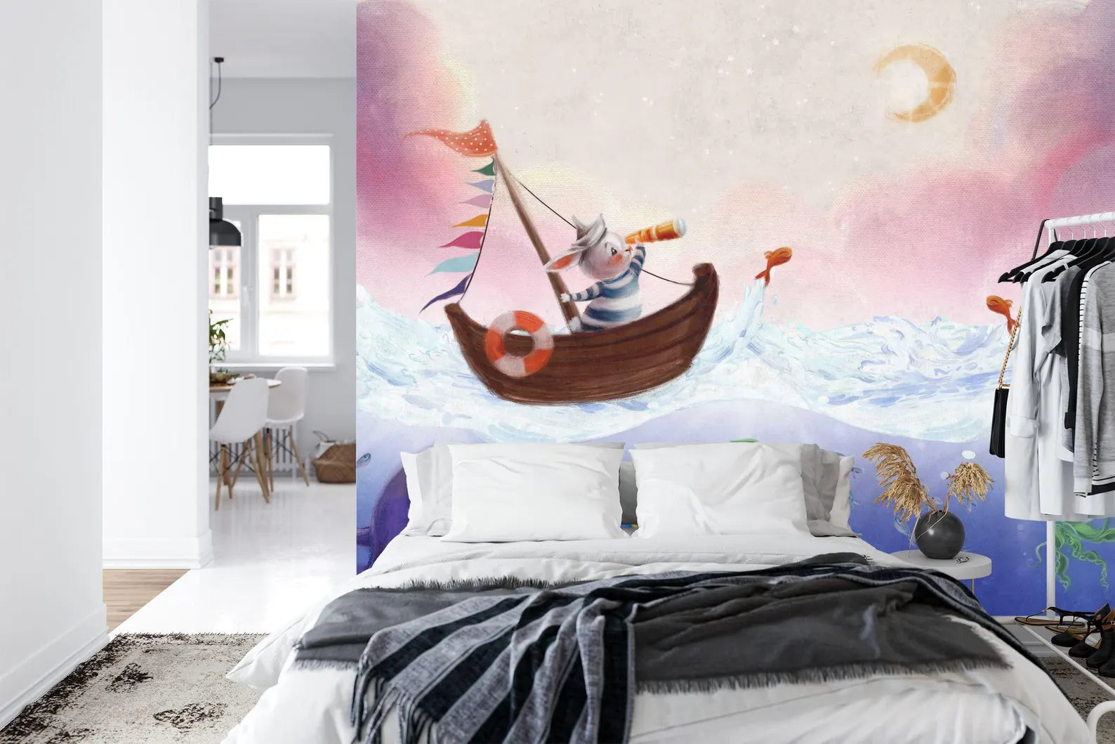 Watercolor Ocean Animals Mural Art Print