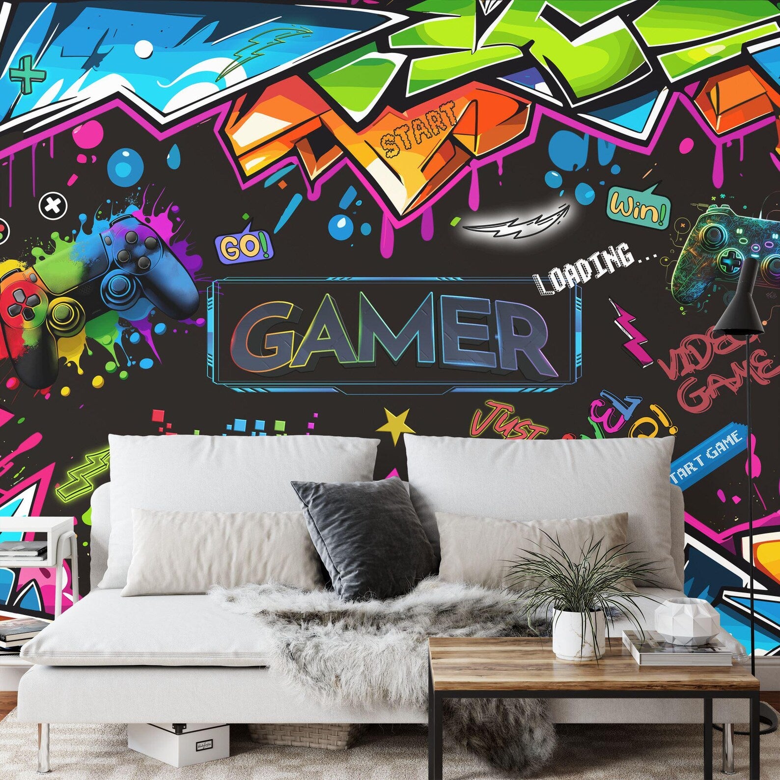 Personalized Graffiti Gaming Room Wall Decal