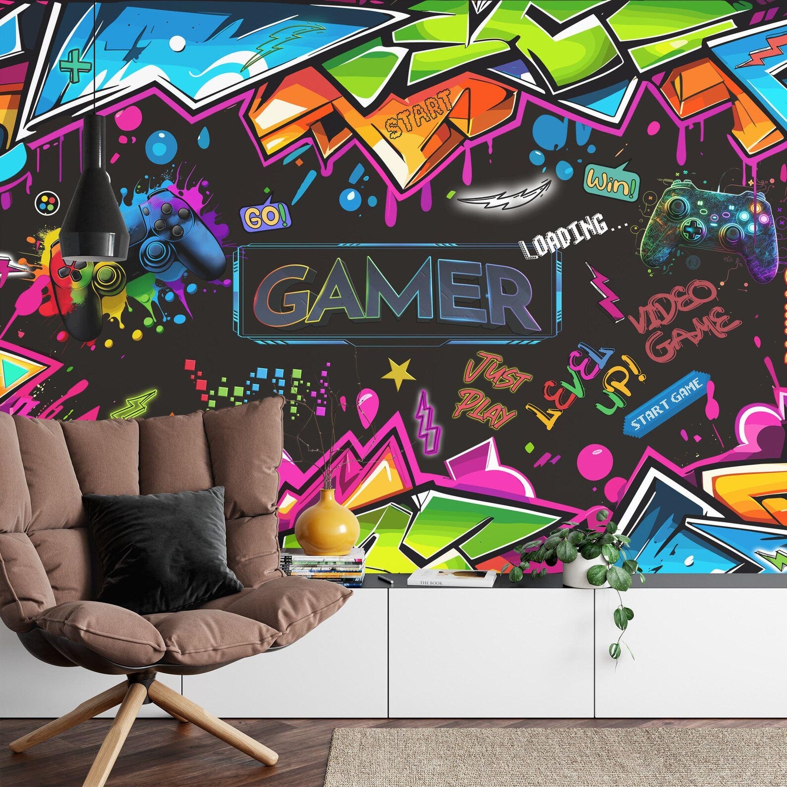 Personalized Graffiti Gaming Room Wall Decal