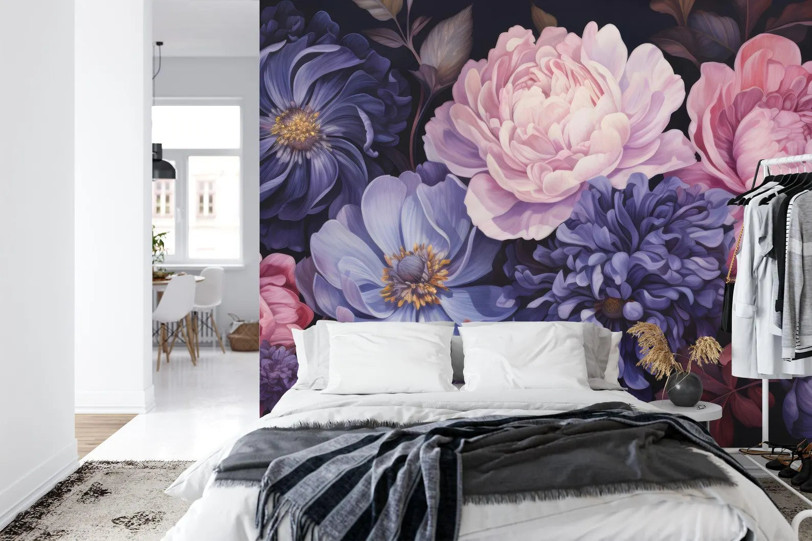 Baroque Peony Flower Mural, Rich Color