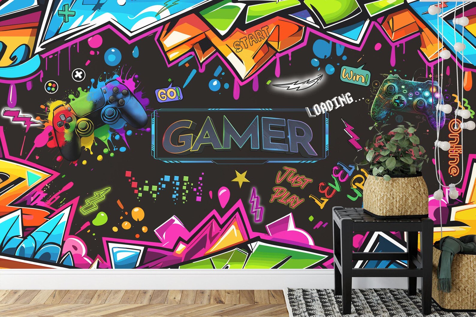 Personalized Graffiti Gaming Room Wall Decal