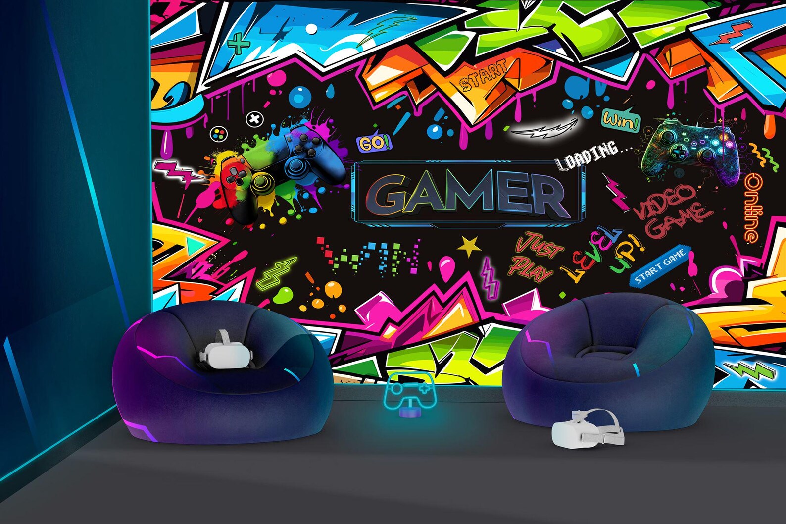 Personalized Graffiti Gaming Room Wall Decal