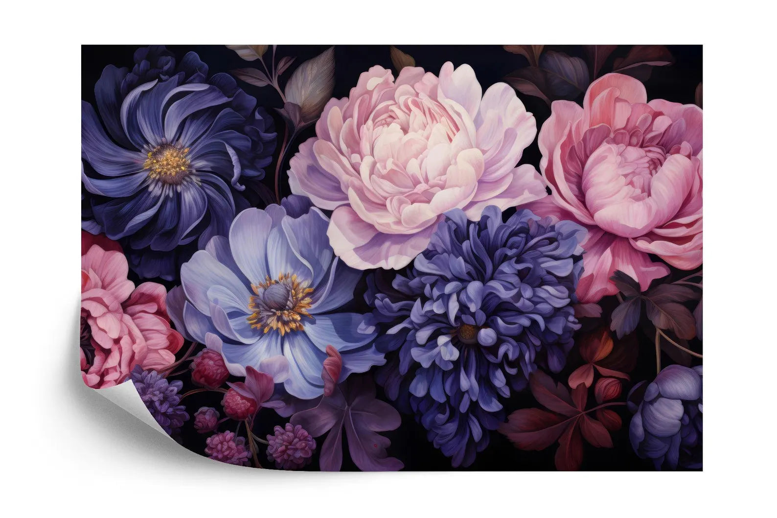 Baroque Peony Flower Mural, Rich Color