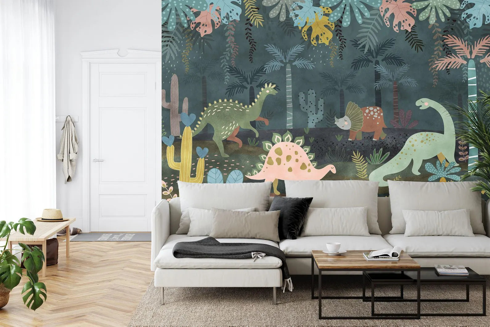 Jungle Dinosaur Wallpaper Mural Art Print