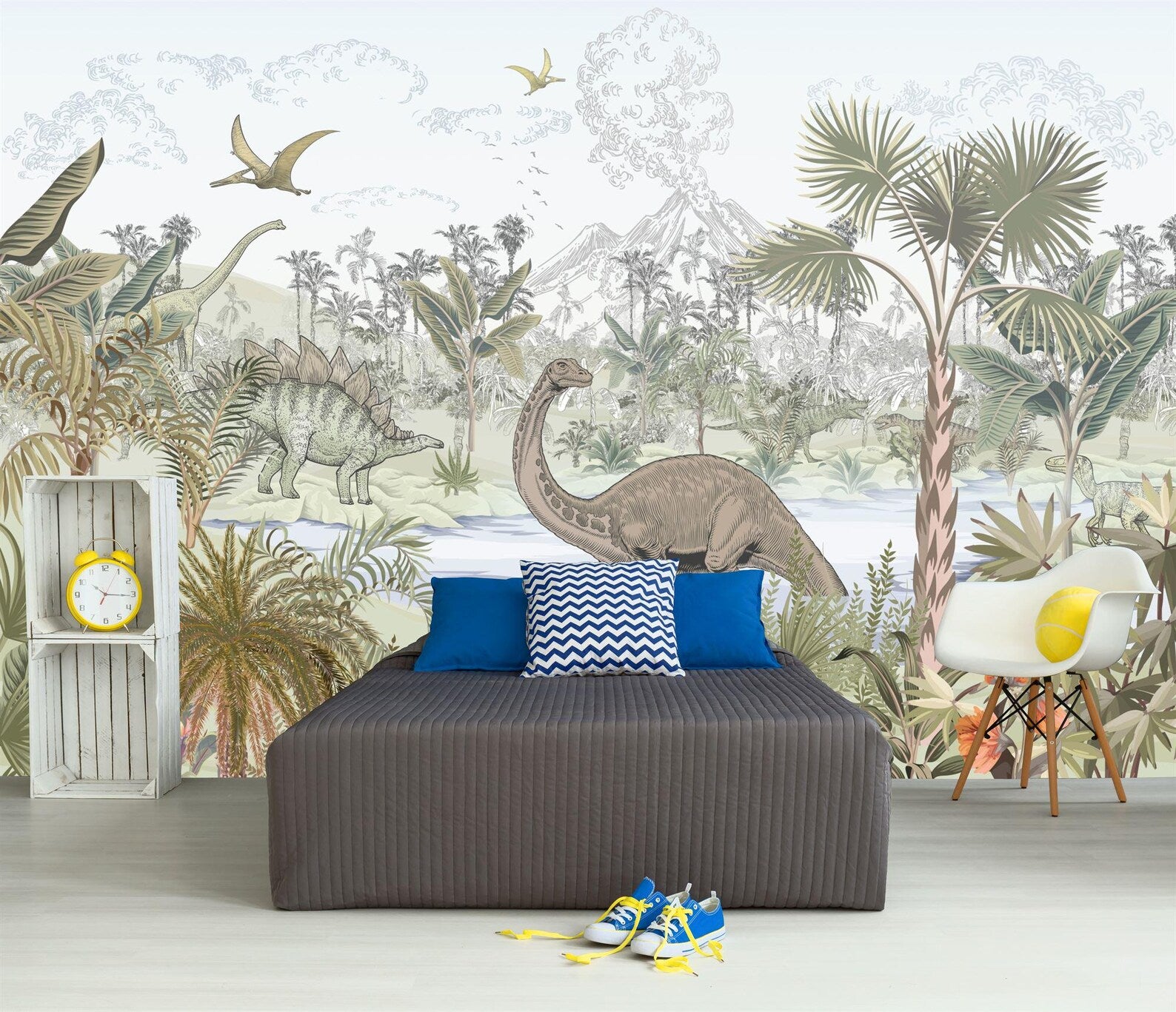 Dinosaur Jungle Nursery Wallpaper Mural Art Print