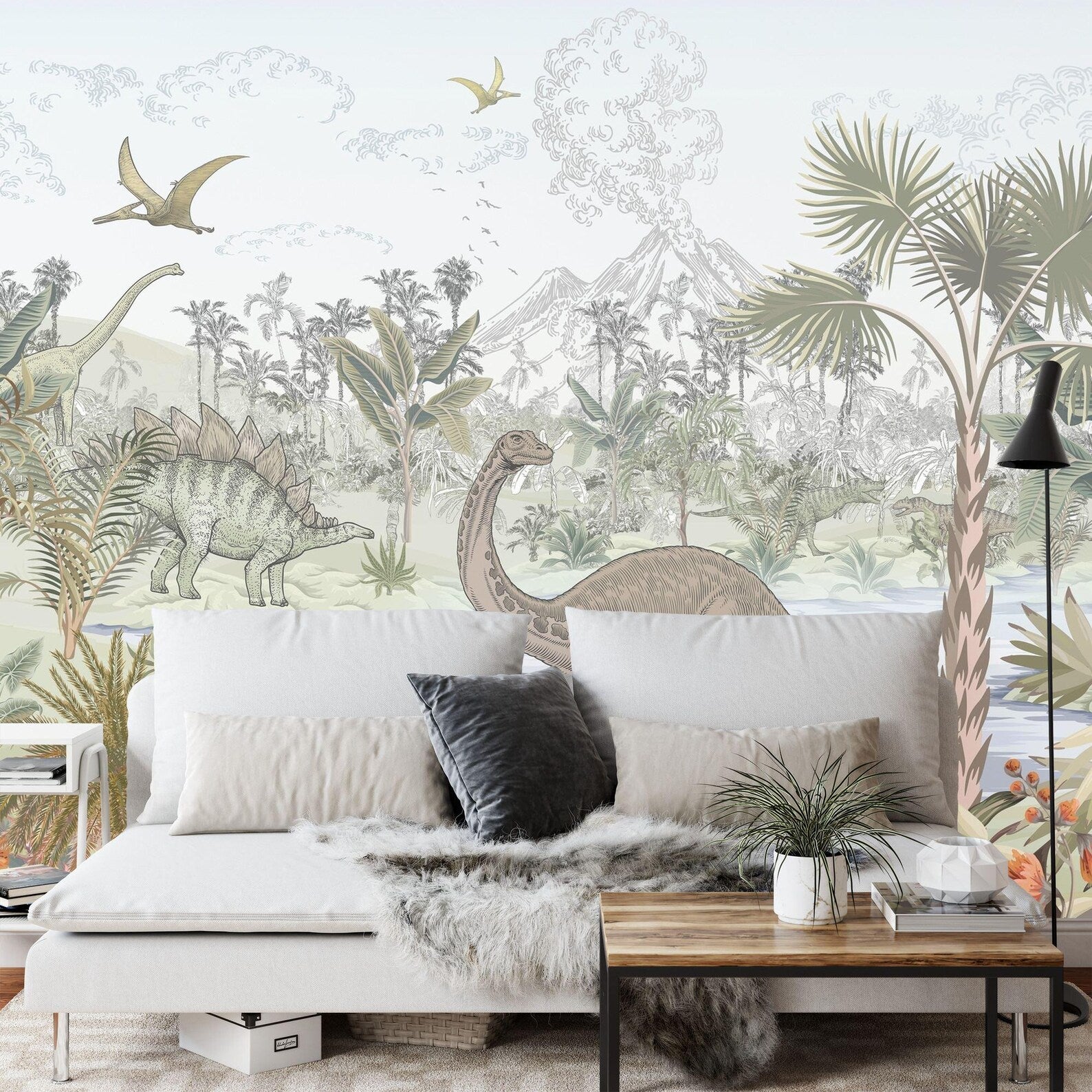 Dinosaur Jungle Nursery Wallpaper Mural Art Print