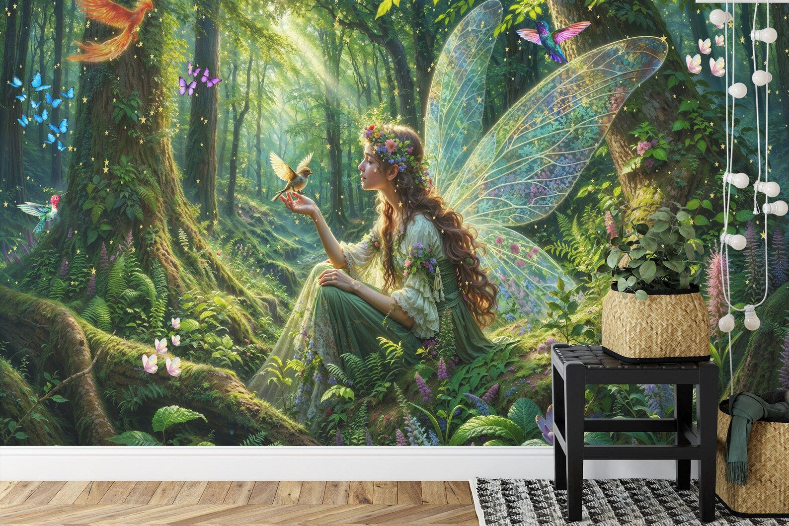 Fairy Forest Wallpaper Mural, Enchanting Nursery Decor