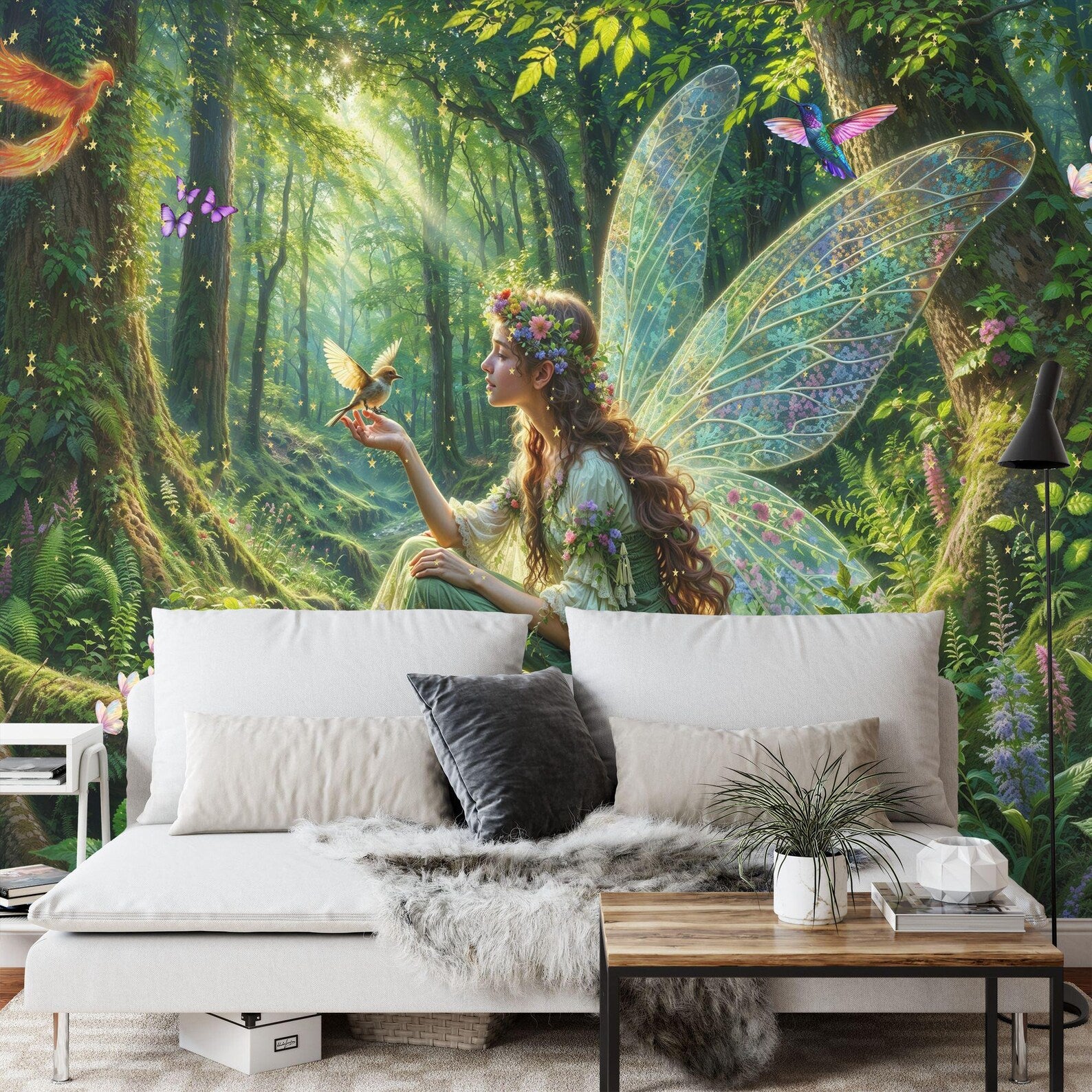Fairy Forest Wallpaper Mural, Enchanting Nursery Decor