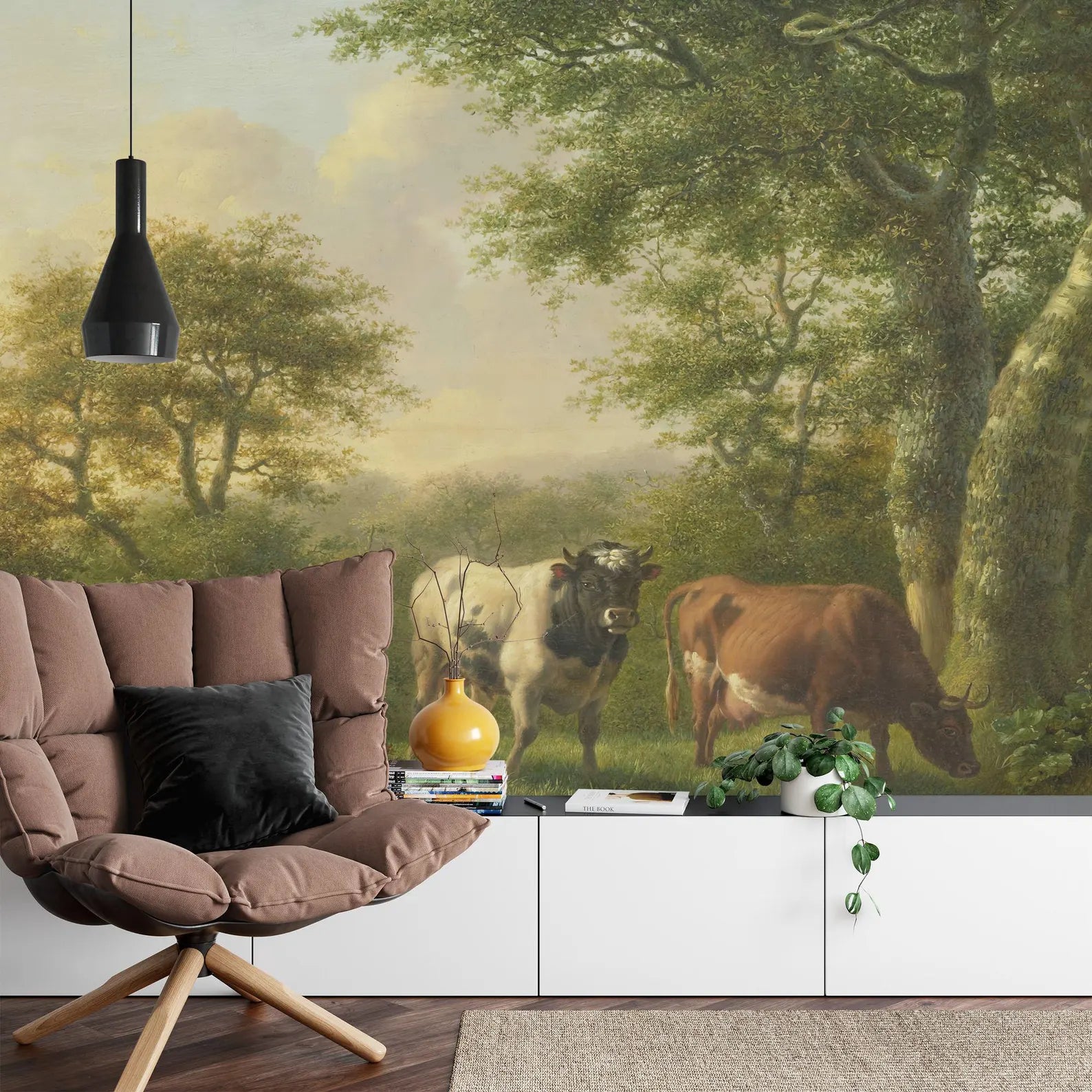 Cattle Landscape Painting Wallpaper Mural Art Print