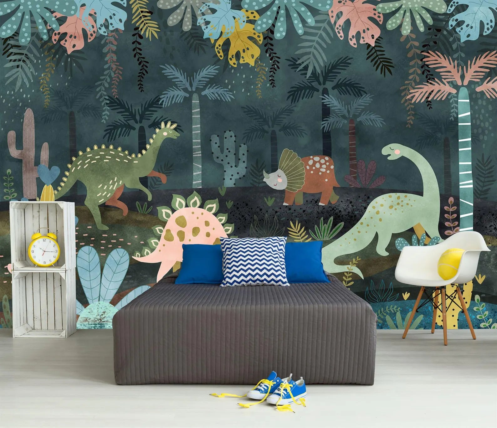 Jungle Dinosaur Wallpaper Mural Art Print