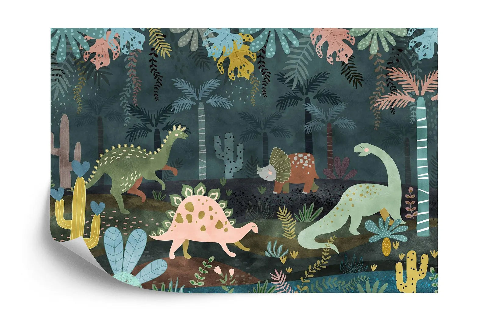 Jungle Dinosaur Wallpaper Mural Art Print