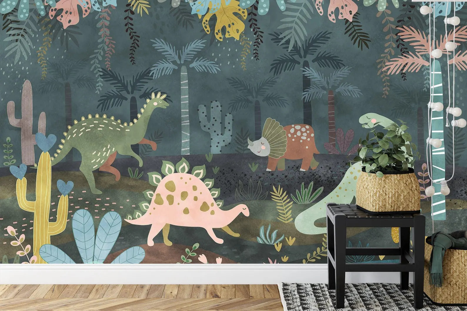 Jungle Dinosaur Wallpaper Mural Art Print