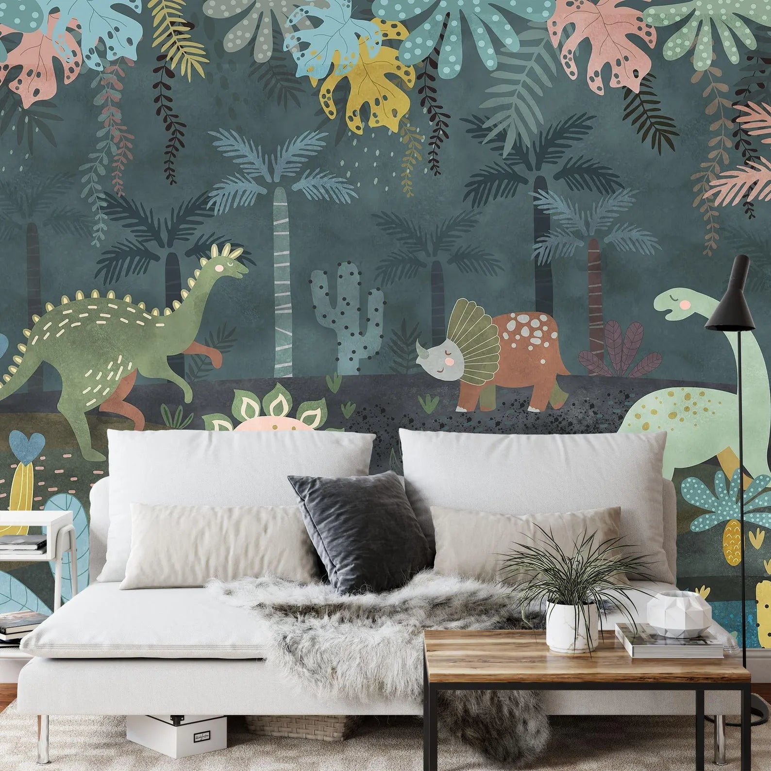 Jungle Dinosaur Wallpaper Mural Art Print