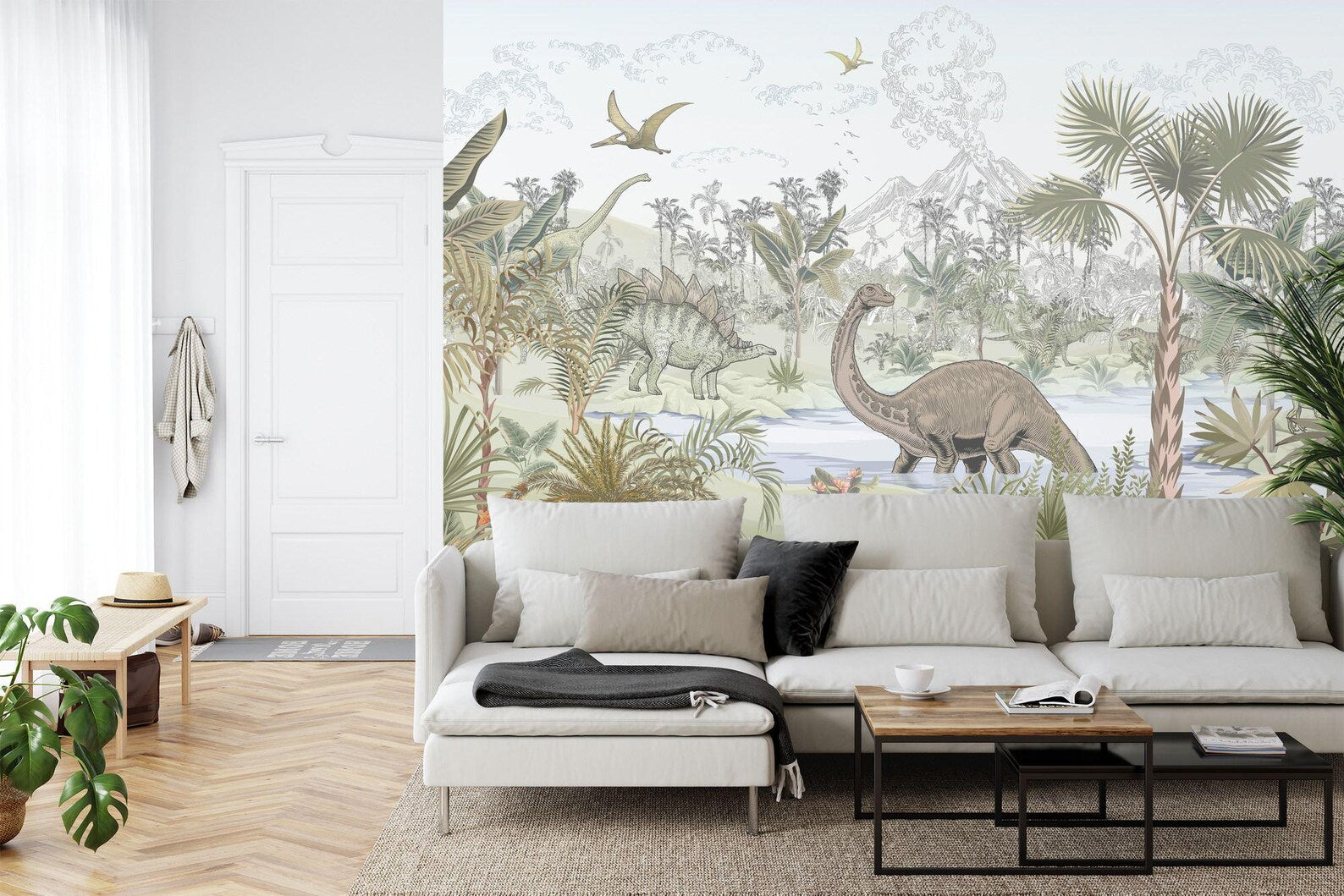 Dinosaur Jungle Nursery Wallpaper Mural Art Print
