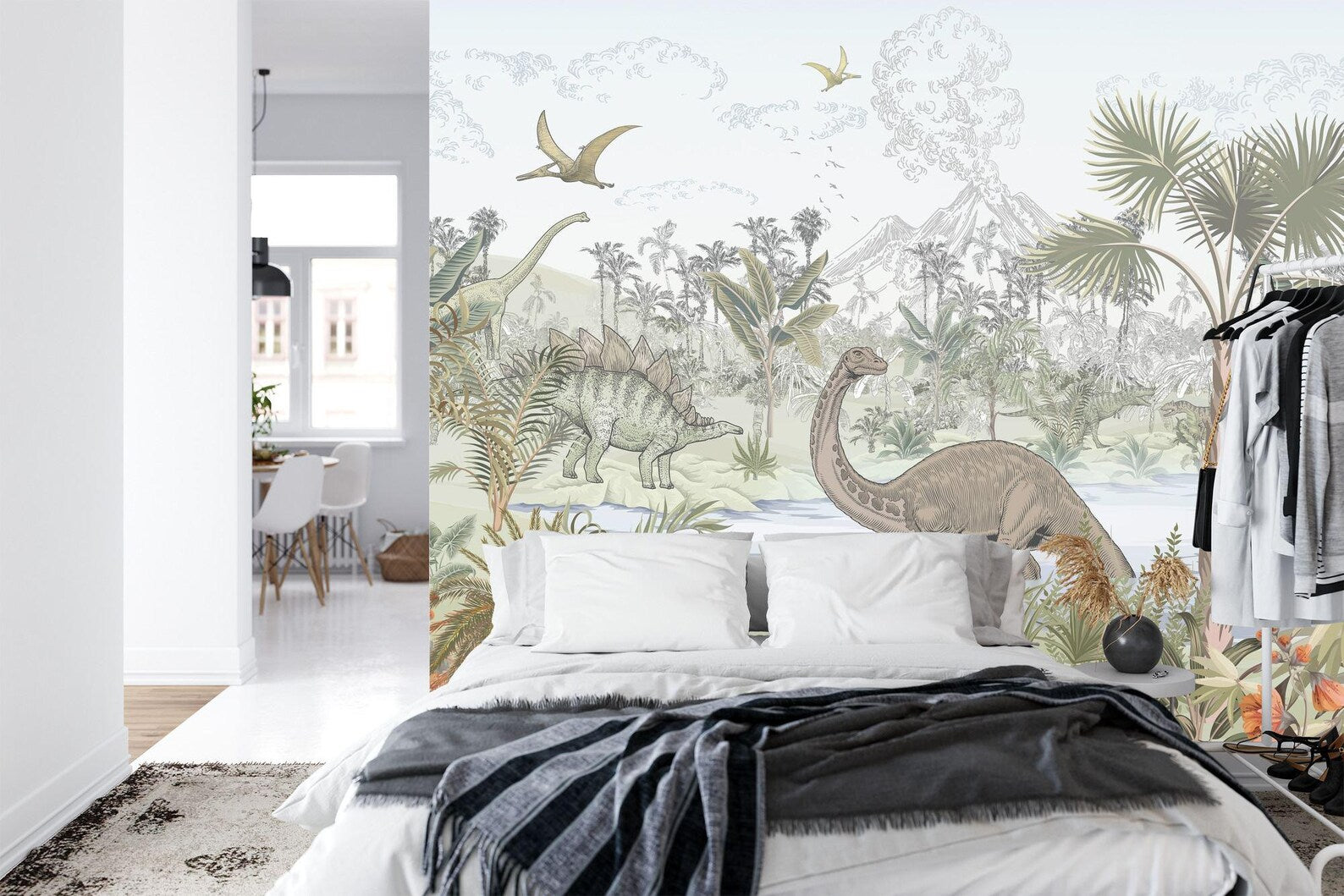 Dinosaur Jungle Nursery Wallpaper Mural Art Print