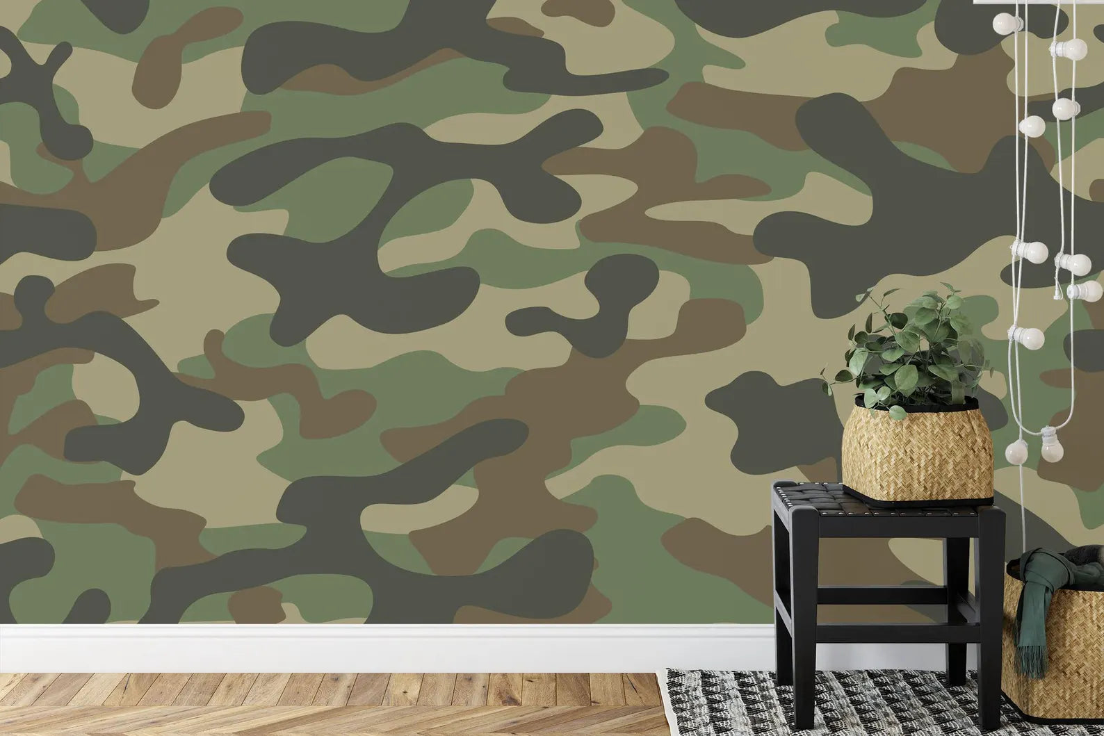 Camouflage Wallpaper Mural, Modern Army Decor