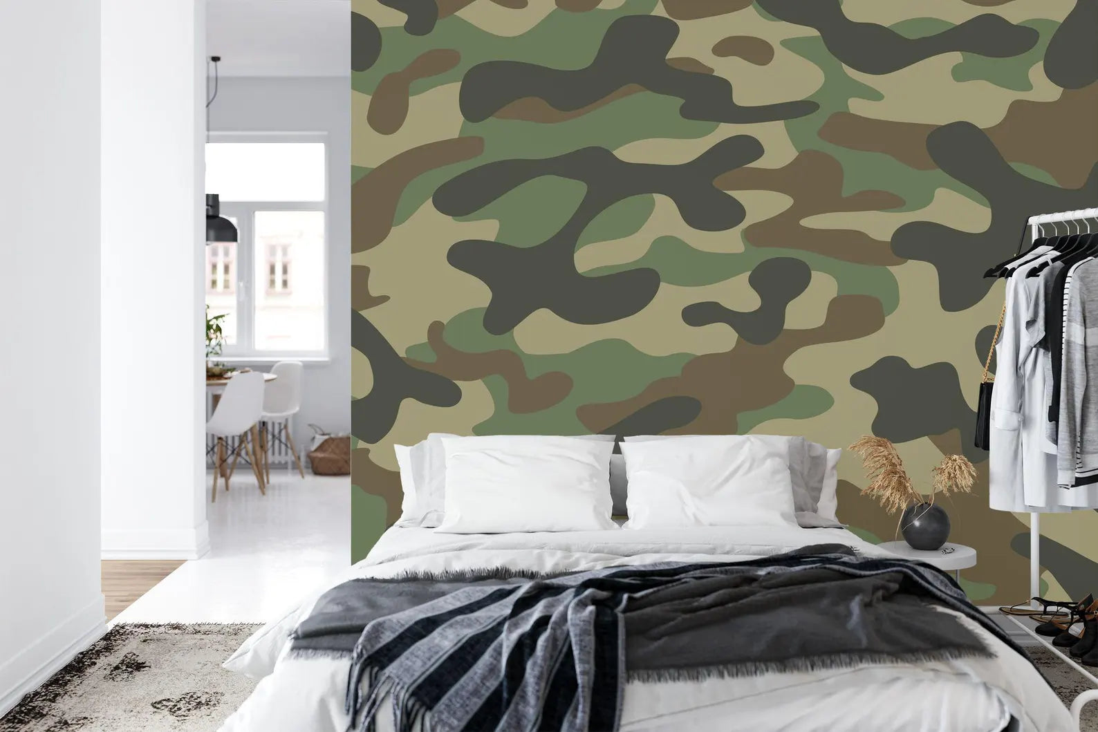 Camouflage Wallpaper Mural, Modern Army Decor