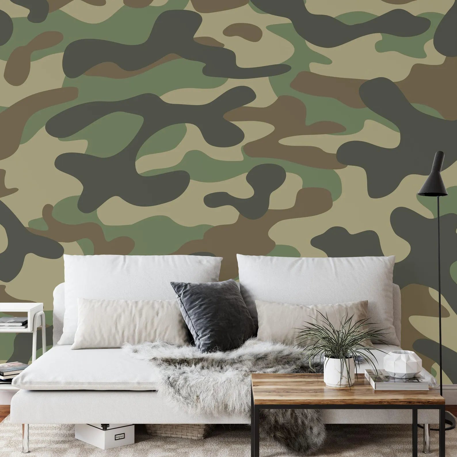 Camouflage Wallpaper Mural, Modern Army Decor