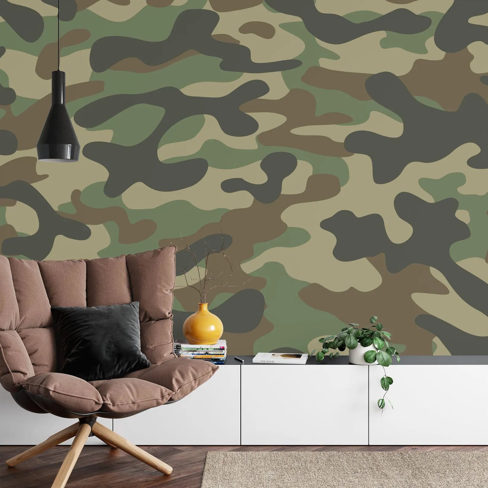 Camouflage Wallpaper Mural, Modern Army Decor