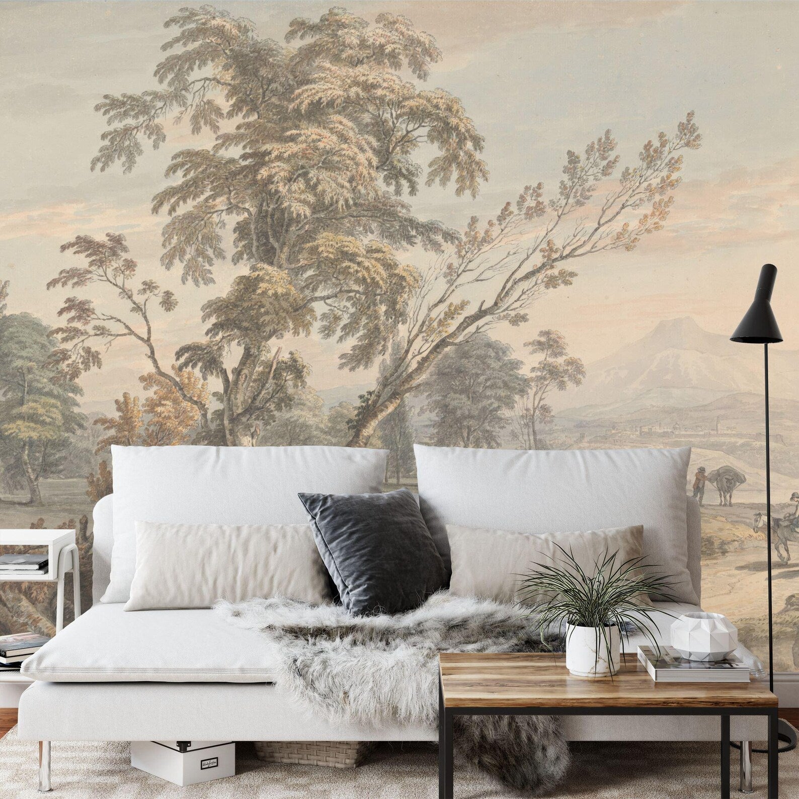 Classic Landscape Painting Mural, Easy-Install