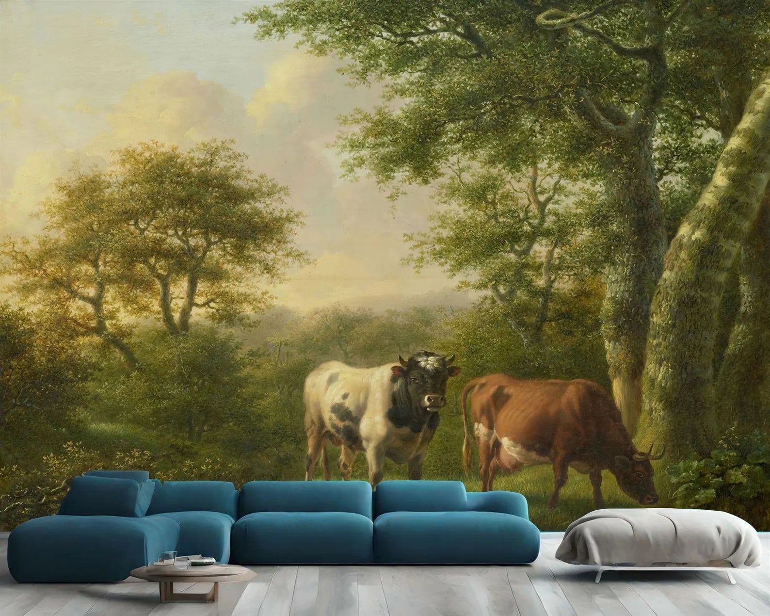 Cattle Landscape Painting Wallpaper Mural Art Print