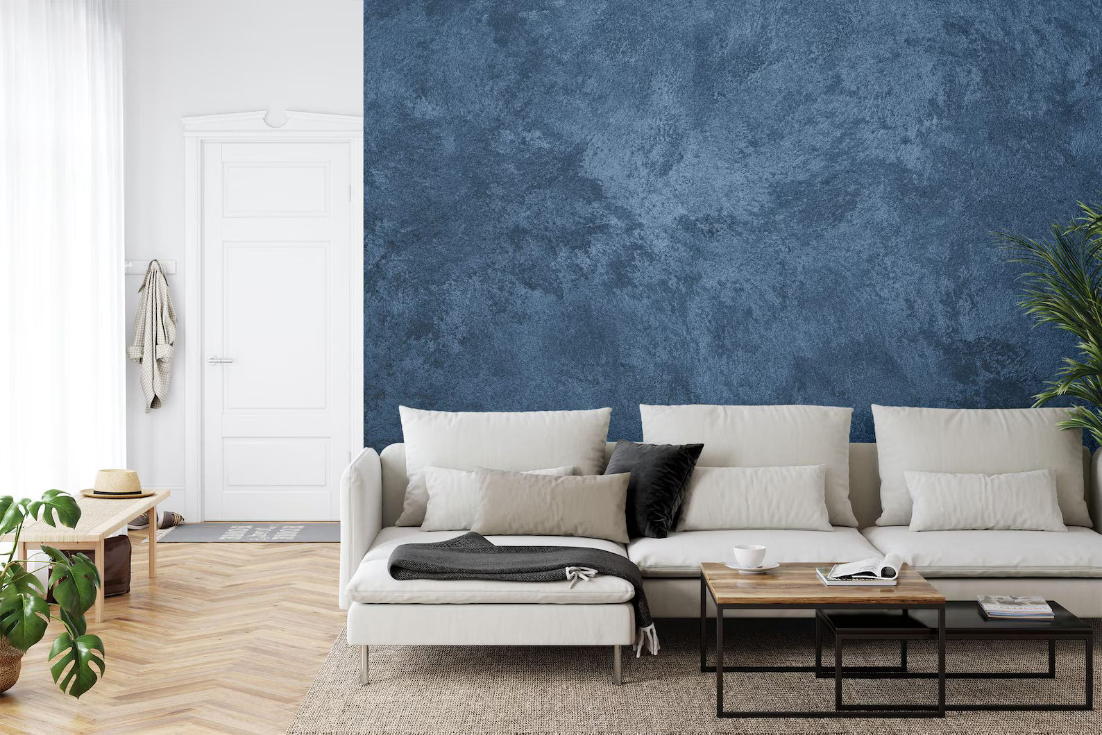 Dark Blue Concrete Texture Wall Mural, Elegant Gift