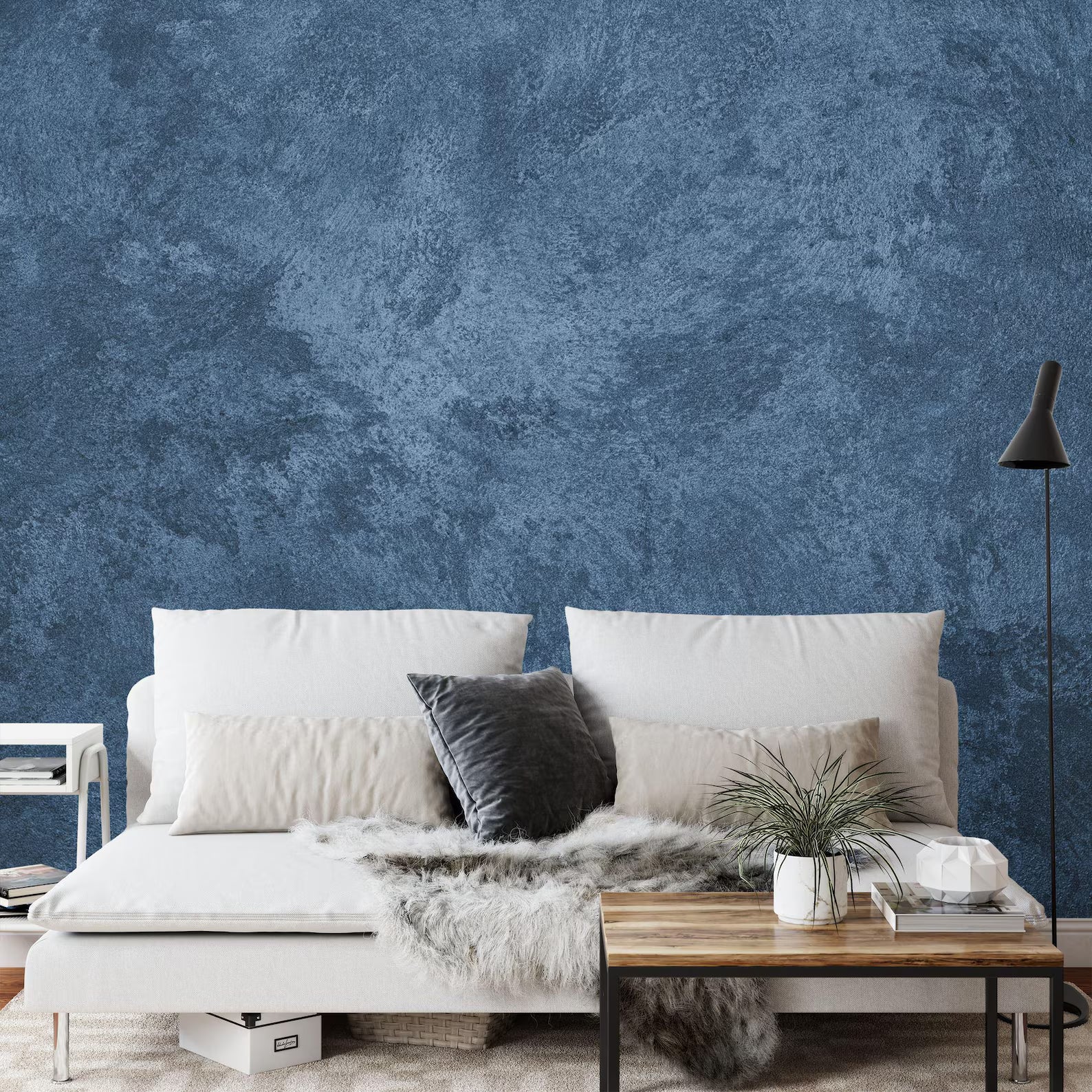 Dark Blue Concrete Texture Wall Mural, Elegant Gift