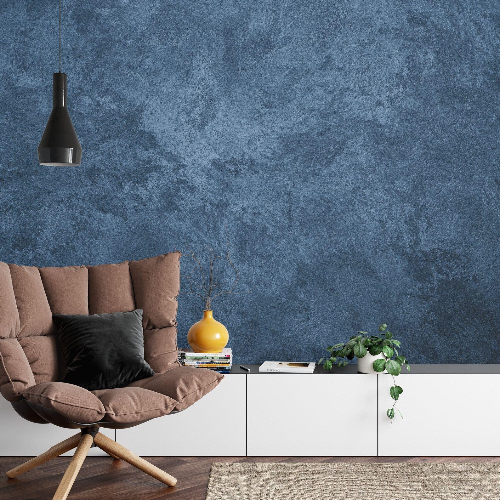 Dark Blue Concrete Texture Wall Mural, Elegant Gift