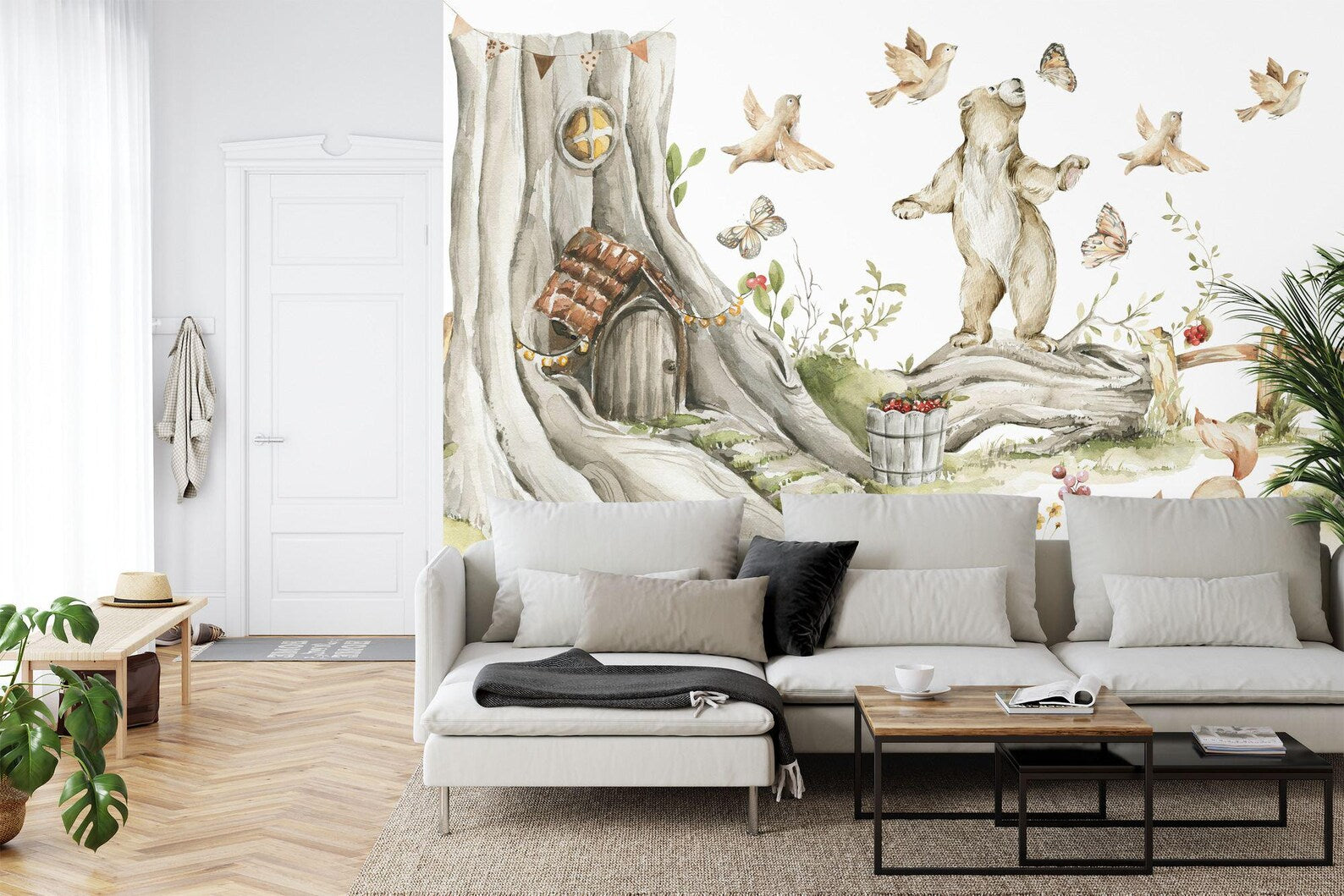 Watercolor Forest Animals Nursery Mural Gift