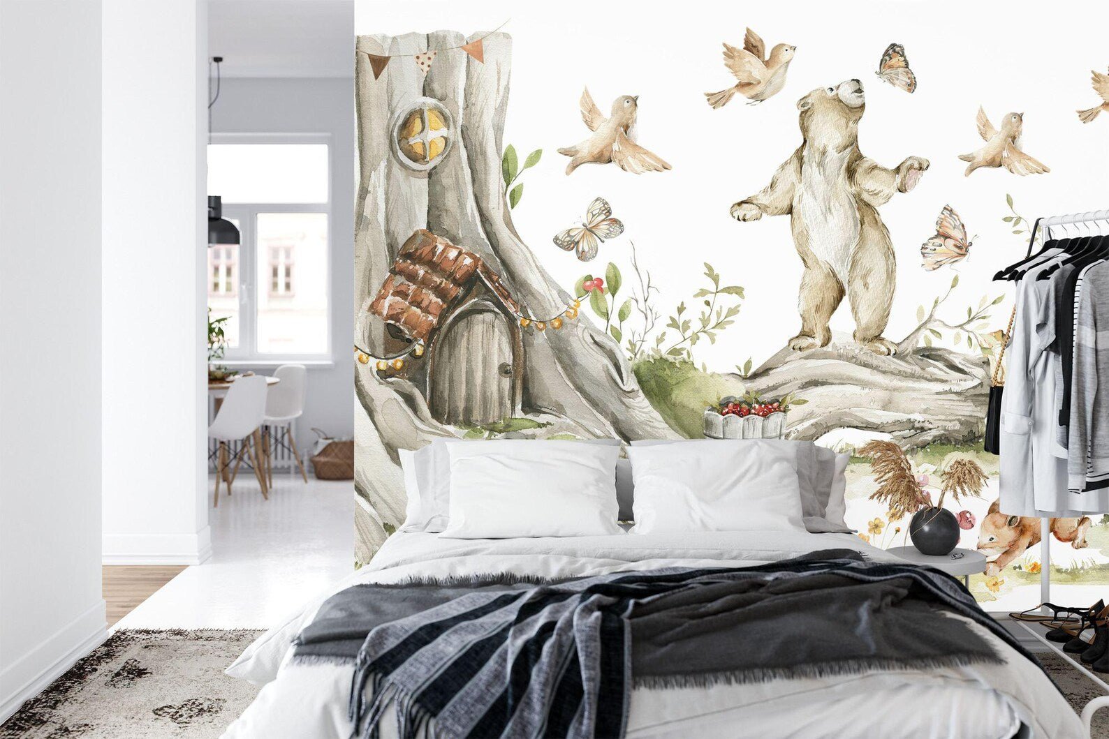 Watercolor Forest Animals Nursery Mural Gift