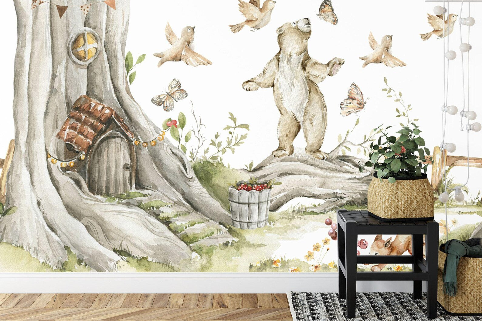 Watercolor Forest Animals Nursery Mural Gift
